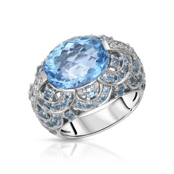 Natural 10.13 CTW Topaz & Topaz Ring 14K White Gold - REF-129R6K