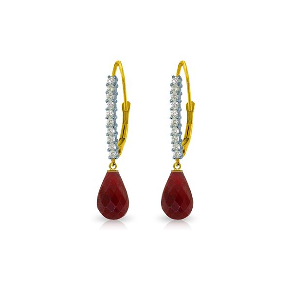 Genuine 6.9 ctw Ruby & Diamond Earrings 14KT Yellow Gold - REF-54N5R