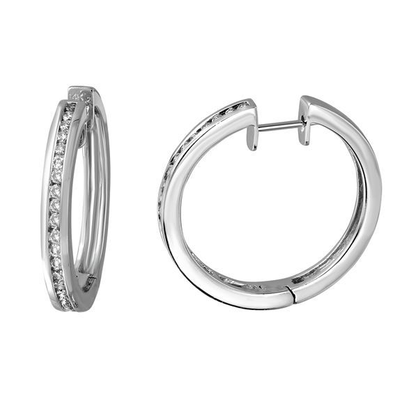 Natural 0.95 CTW Diamond Earrings 14K White Gold - REF-146H7W