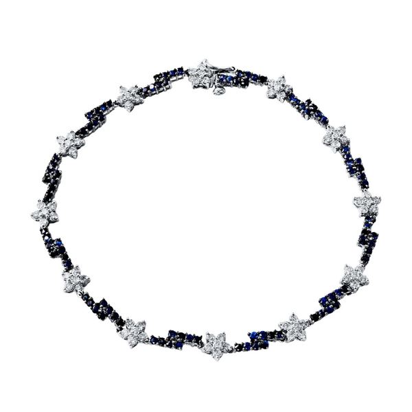 Natural 2.83 CTW Diamond & Black Round Diamond Bracelet 14K White Gold - REF-147H6W