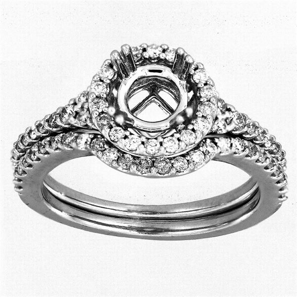 Natural 0.48 CTW Diamond & Wedding Ring Set 14K White Gold - REF-72X2T