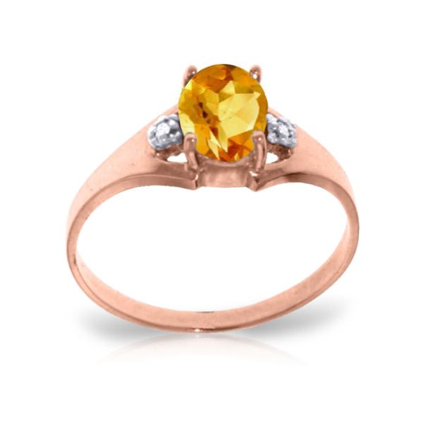 Genuine 0.76 ctw Citrine & Diamond Ring 14KT Rose Gold - REF-20R8P