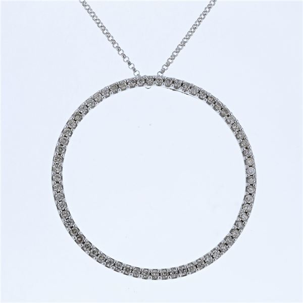Natural 0.86 CTW Diamond Necklace 14K White Gold - REF-72X2T