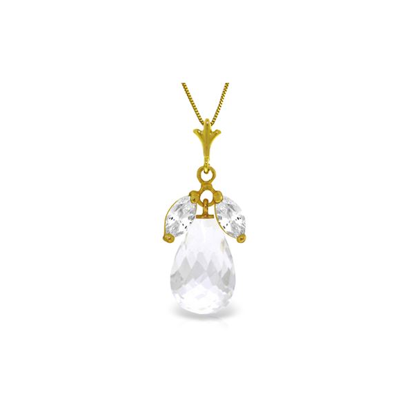 Genuine 7.2 ctw White Topaz Necklace 14KT Yellow Gold - REF-30X5M