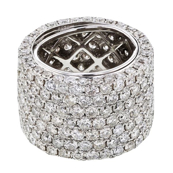 Natural 10.0 CTW Diamond Engagement Ring 18K White Gold - REF-1034N3Y