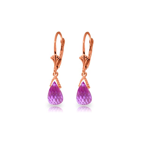 Genuine 4.5 ctw Pink Topaz Earrings 14KT Rose Gold - REF-24Y3F