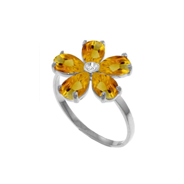 Genuine 2.22 ctw Citrine & Diamond Ring 14KT White Gold - REF-35Y9F