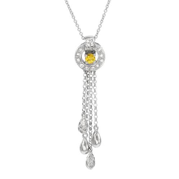 Natural 0.46 CTW Yellow Sapphire & Diamond Necklace 14K White Gold - REF-47N7Y