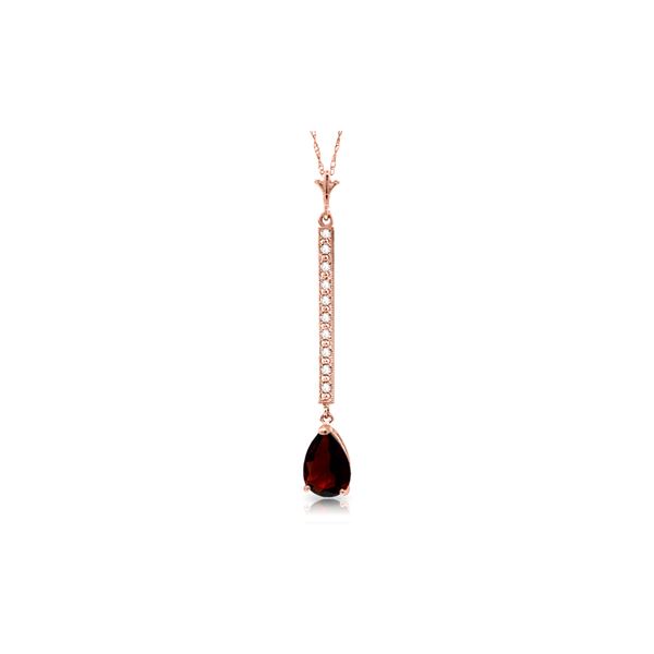 Genuine 1.80 ctw Garnet & Diamond Necklace 14KT Rose Gold - REF-33Y4F