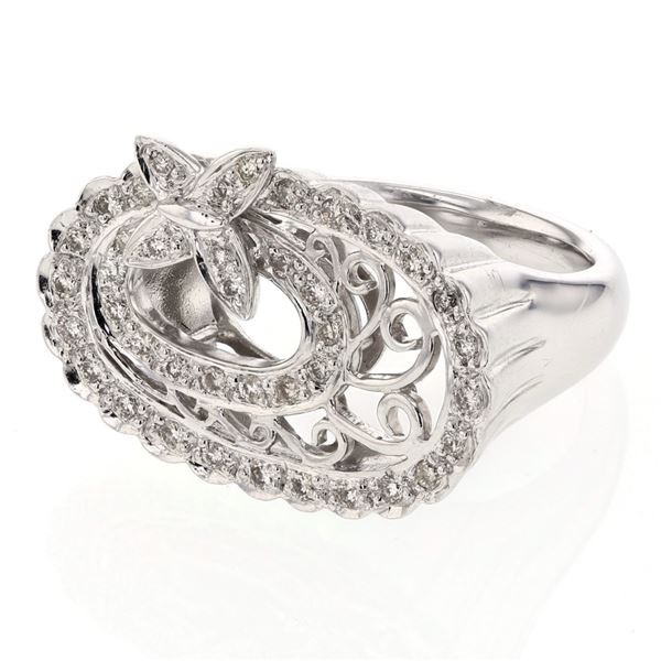 Natural 0.45 CTW Diamond Ring 14K White Gold - REF-116F3M