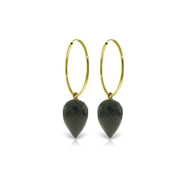 Genuine 24.5 ctw Black Spinel Earrings 14KT Yellow Gold - REF-36K2V