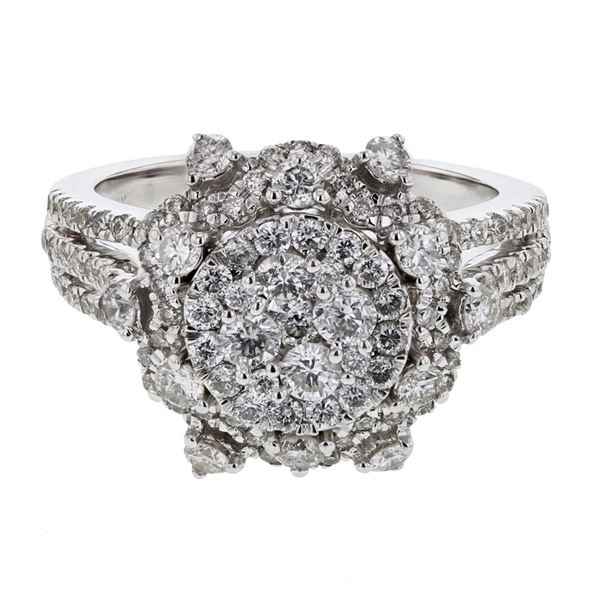 Natural 1.60 CTW Diamond Ring 14K White Gold - REF-183W6H