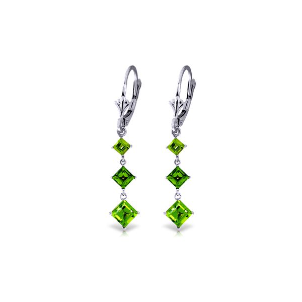Genuine 4.79 ctw Peridot Earrings 14KT White Gold - REF-36X8M