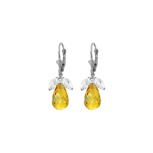 Genuine 14.4 ctw White Topaz & Citrine Earrings 14KT White Gold - REF-46K7V