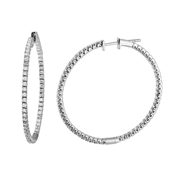 1.06 CTW White Round Diamond Hoop  Earring 14K White Gold - REF-118W2K