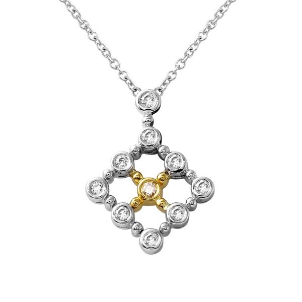 Natural 0.26 CTW Diamond & Pendant 14K Two Tone Yellow Gold - REF-53N3Y
