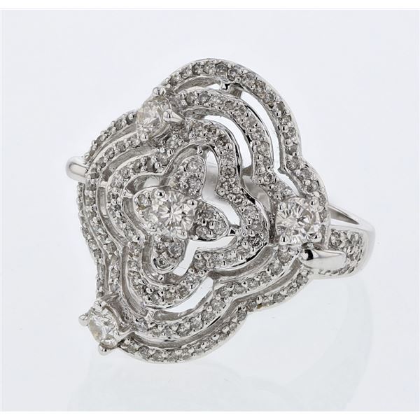 Natural 1.23 CTW Diamond Ring 18K White Gold - REF-207F2M