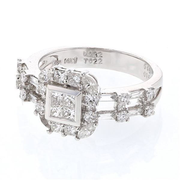 Natural 1.16 CTW Princess Diamond Ring 14K White Gold - REF-149T4X