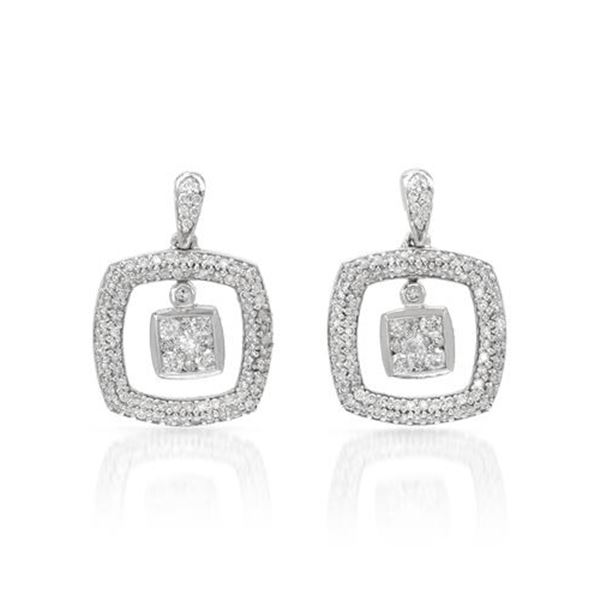 Natural 1 CTW Diamond Earrings 14K White Gold - REF-125N3Y