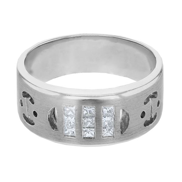 Natural 0.36 CTW Princess Diamond Ring 14K White Gold - REF-96W3H