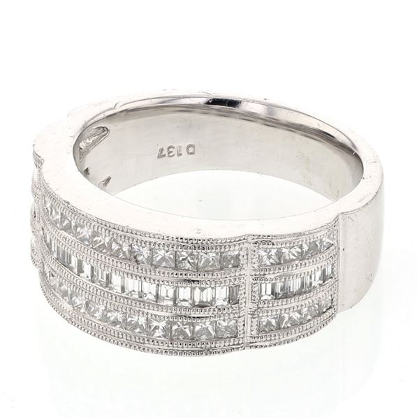 Natural 2.74 CTW Baguette & Princess Diamond Band Ring Platinum - REF-404F3M