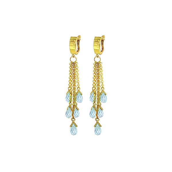 Genuine 7.3 ctw Blue Topaz Earrings 14KT Yellow Gold - REF-62K3V