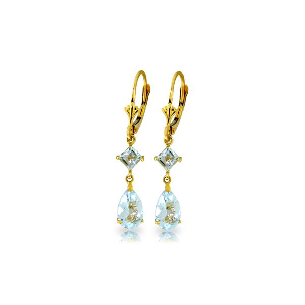 Genuine 4.5 ctw Aquamarine Earrings 14KT Yellow Gold - REF-54M5T