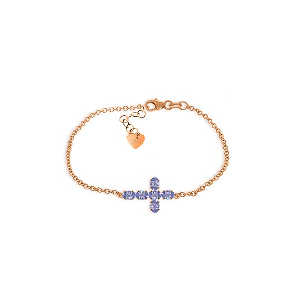 Genuine 1.70 ctw Tanzanite Bracelet 14KT Rose Gold - REF-70R6P