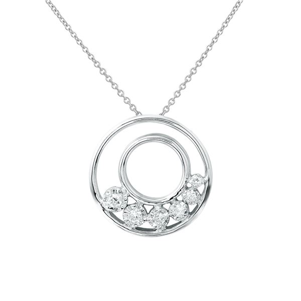 Natural 0.15 CTW Diamond Necklace 14K White Gold - REF-37T8X