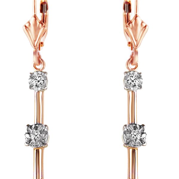 Genuine 0.20 ctw Diamond Anniversary Earrings 14KT Rose Gold - REF-52M9T