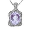 Image 1 : Natural 5.08 CTW Amethyst & Diamond Necklace 14K Gold - REF-97K2R