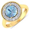Natural 1.98 CTW Aquamarine & Diamond Ring 14K Yellow Gold - REF-79M7T
