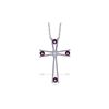 Genuine 0.43 ctw Amethyst & Diamond Necklace 14KT White Gold - REF-76H7X