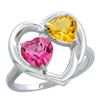 2.61 CTW Diamond, Pink Topaz & Citrine Ring 14K White Gold - REF-33H9M