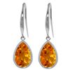 Genuine 5 ctw Citrine Earrings 14KT White Gold - REF-35Y2F