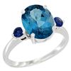 2.64 CTW London Blue Topaz & Blue Sapphire Ring 14K White Gold - REF-32X8M