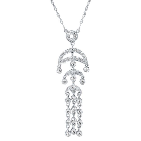 Natural 0.63 CTW Diamond Necklace 18K White Gold - REF-85N5Y