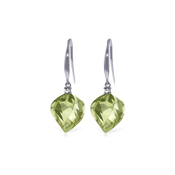 Genuine 26.1 ctw Green Amethyst & Diamond Earrings 14KT White Gold - REF-55Z3N