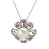 Image 1 : Natural 9.60 CTW Pearl & Diamond Necklace 14K White Gold - REF-147K6R