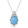 Image 1 : Natural 9.55 CTW Turquoise & Diamond Necklace 14K White Gold - REF-129K6R
