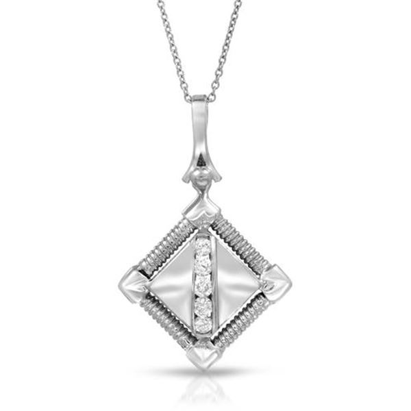 Natural 0.25 CTW Diamond Necklace 18K White Gold - REF-99N9Y