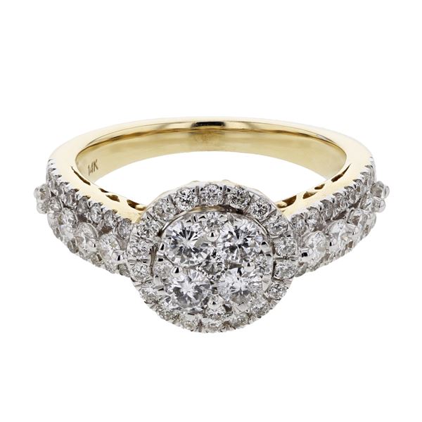 Natural 1.35 CTW Diamond Ring 14K Yellow Gold - REF-154W8H
