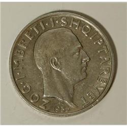 Albania Zog I 2 Franga Ari 1935R, KM17, nicely