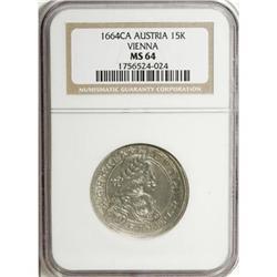 Austria Leopold the Hogmouth 15 Kreuzer 1664-CA