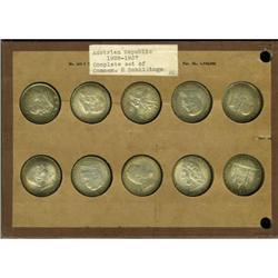 Austria Republic Silver 2 Schilling Set
