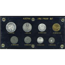 Austria Republic 1950 Proof Set, seven coin set