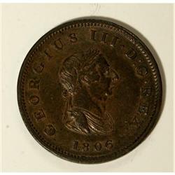 Bahamas George III copper Halfpenny 1806, KM-1,
