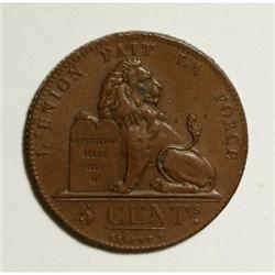 Belgium Leopold I 5 Centimes 1833, KM5.1, brown