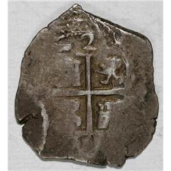 Bolivia Carlos II cob 2 Reales 1668P-E, KM24,