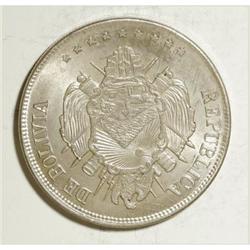 Bolivia Republic Boliviano 1872FE, KM155.3, nine